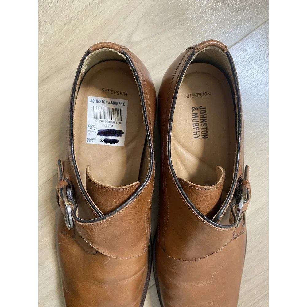 Johnston & Murphy McClain Monk‎ Strap Dress Shoes Brown Men's Size 12